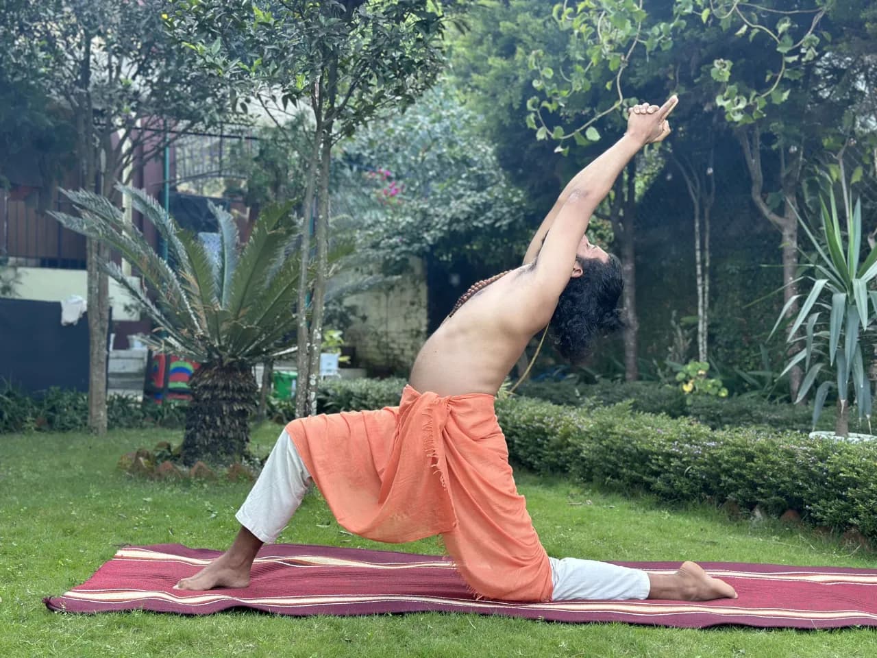 Morning yoga asana practice in Kathmandu, Nepal